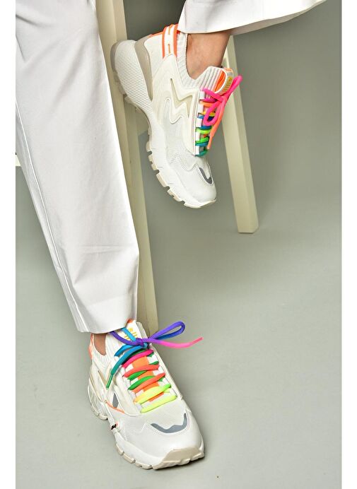 U602602509 Beyaz Kadın Spor Ayakkabı Sneakers - Görsel 3