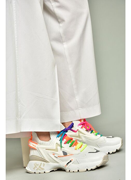 U602602509 Beyaz Kadın Spor Ayakkabı Sneakers - Görsel 4