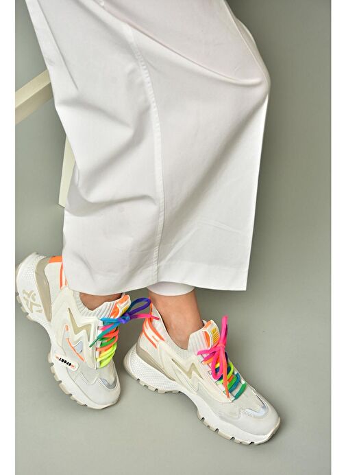 U602602509 Beyaz Kadın Spor Ayakkabı Sneakers - Görsel 6