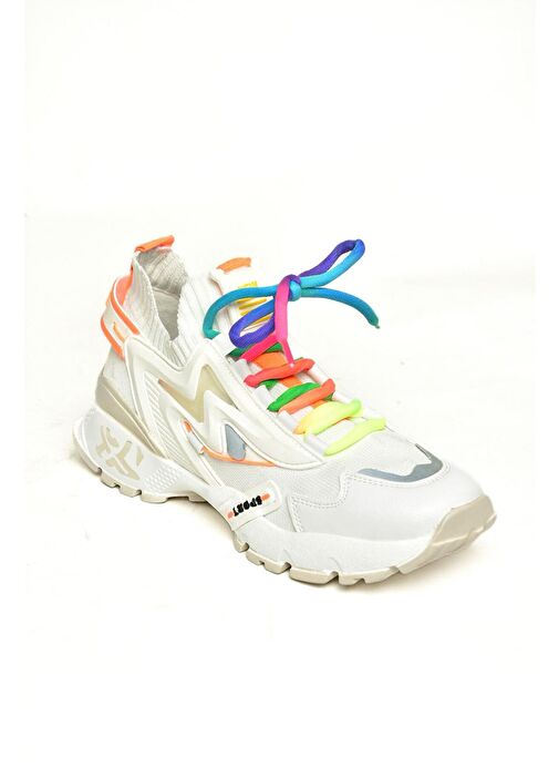 U602602509 Beyaz Kadın Spor Ayakkabı Sneakers - Görsel 8