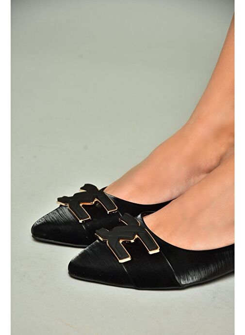 U820048704 Siyah Kumaş Sivri Burun Kadın Babet - Görsel 3