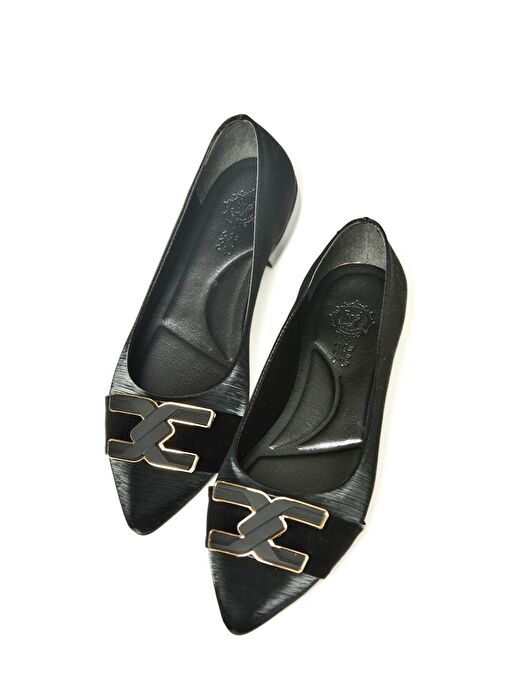 U820048704 Siyah Kumaş Sivri Burun Kadın Babet - Görsel 8