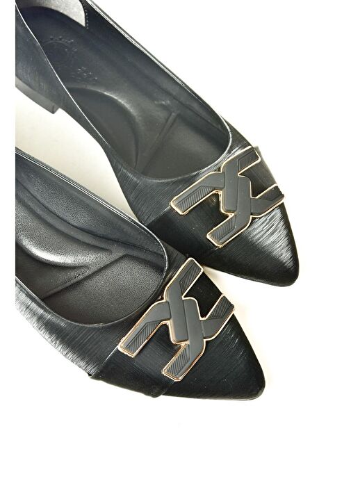 U820048704 Siyah Kumaş Sivri Burun Kadın Babet - Görsel 9