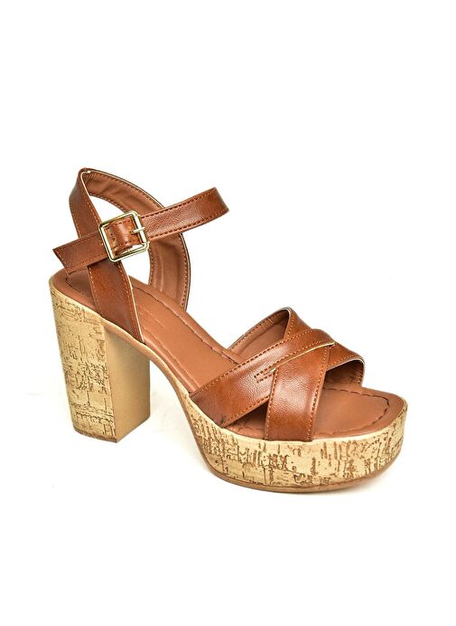 U996251509 Taba Platform Kalın Topuklu Kadın Ayakkabı - Görsel 7