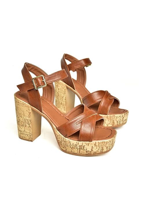 U996251509 Taba Platform Kalın Topuklu Kadın Ayakkabı - Görsel 8