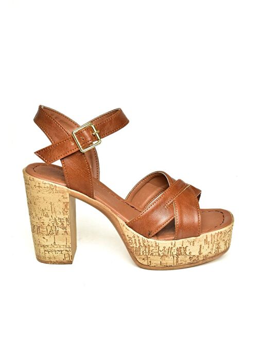 U996251509 Taba Platform Kalın Topuklu Kadın Ayakkabı - Görsel 9