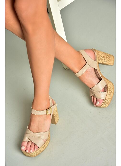 U996251509 Ten Platform Kalın Topuklu Kadın Ayakkabı - Görsel 2