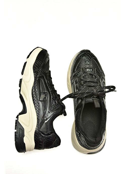 U312414209 Siyah Kalın Tabanlı Spor Ayakkabı Sneakers - Görsel 9