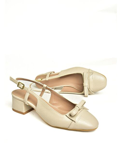 U404703609 Bej Alçak Topuklu Kadın Ayakkabı - Görsel 8