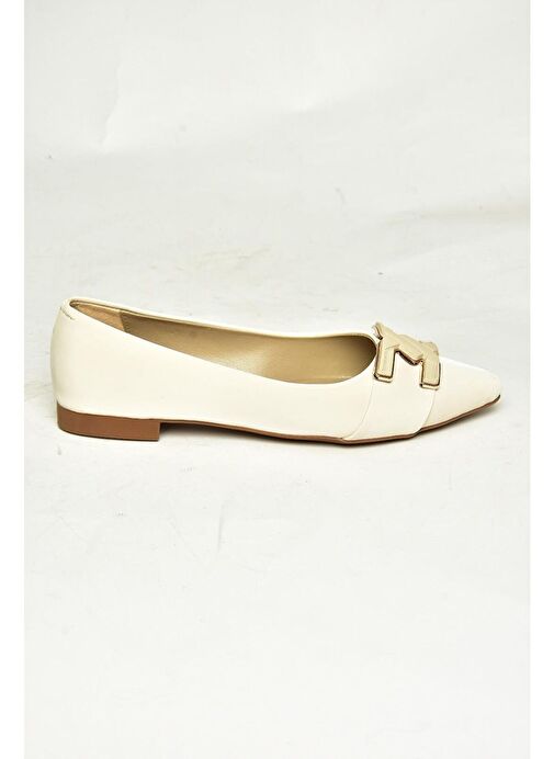 U820048704 Bej Kumaş Sivri Burun Kadın Babet - Görsel 7