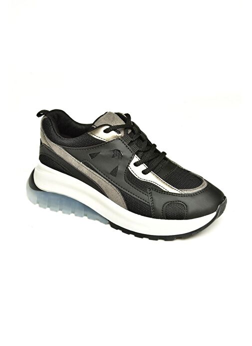 U973213809 Siyah Kalın Tabanlı Spor Ayakkabı Sneakers - Görsel 7