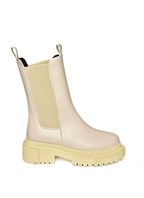 T652449009 Bej Kalın Tabanlı Kadın Bot - Görsel 6