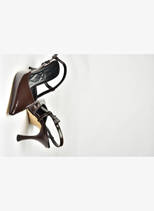 U480441108 Kahverengi Rugan İnce Topuklu Kadın Abiye Ayakkabı - Görsel 7