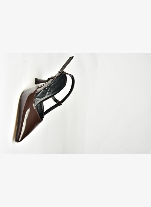 U480441108 Kahverengi Rugan İnce Topuklu Kadın Abiye Ayakkabı - Görsel 9