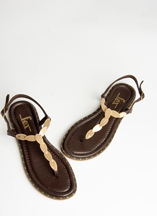 U291240103 Kahverengi Hakiki Deri Parmak Arası Sandalet - Görsel 7