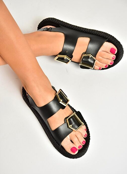 U596330309 Siyah Kadın Sandalet - Görsel 2