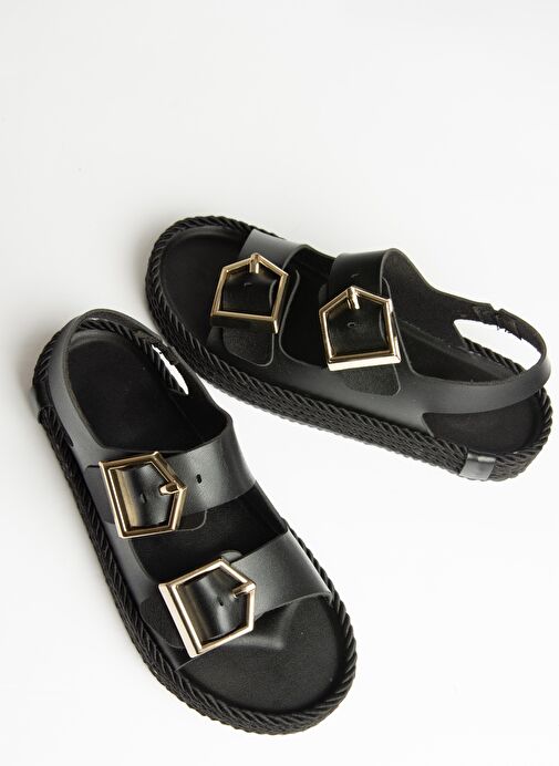 U596330309 Siyah Kadın Sandalet - Görsel 7