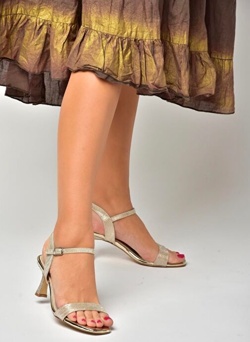 U569519914 Altın Sim Topuklu Kadın Ayakakbı - Görsel 3