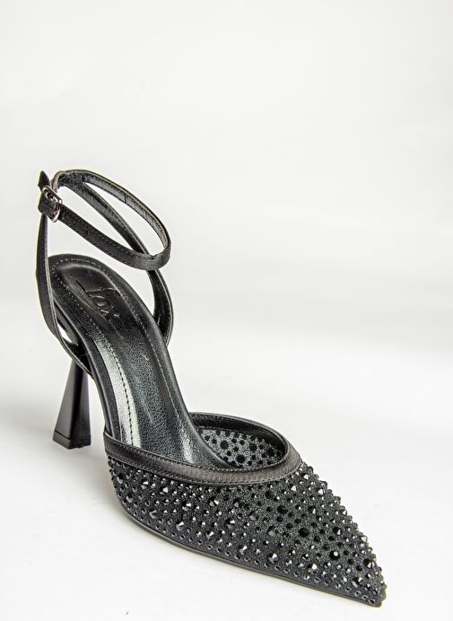 U676335204 Siyah Kumaş İnce Topuklu Kadın Abiye Ayakkabı - Görsel 8