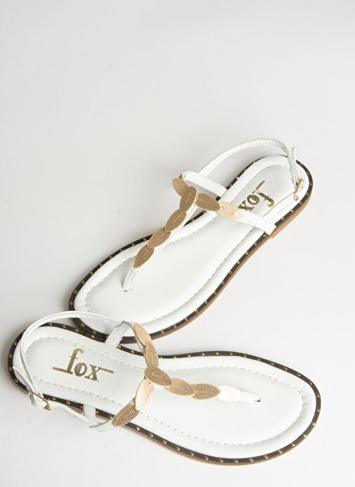 U291240103 Beyaz Hakiki Deri Parmak Arası Sandalet - Görsel 7