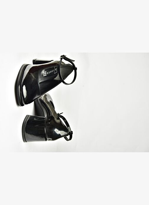 U518122108 Siyah Rugan Kalın Topuklu Kadın Ayakkabı - Görsel 7