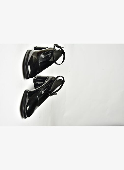 U518122108 Siyah Rugan Kalın Topuklu Kadın Ayakkabı - Görsel 9