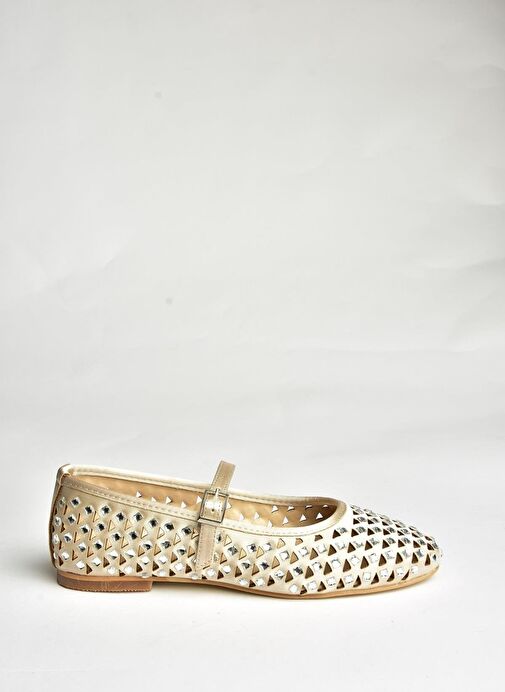 U725513204 Bej Kumaş Taş Detaylı Kadın Babet - Görsel 6