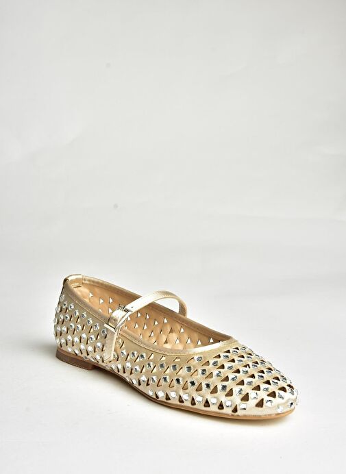 U725513204 Bej Kumaş Taş Detaylı Kadın Babet - Görsel 7