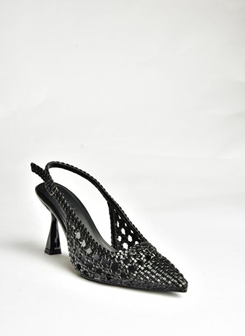 U250580509 Siyah İnce Topuklu Kadın Ayakkabı - Görsel 6