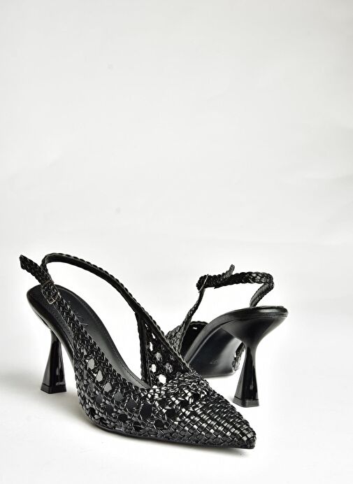 U250580509 Siyah İnce Topuklu Kadın Ayakkabı - Görsel 8