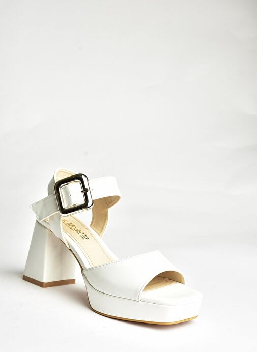 U820009709 Beyaz Kalın Topuklu Kadın Ayakkabı - Görsel 6