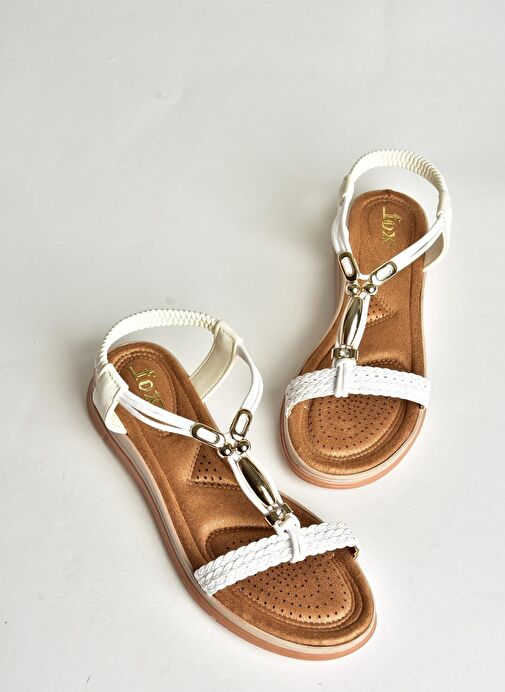 U258625209 Beyaz Kadın Sandalet - Görsel 6