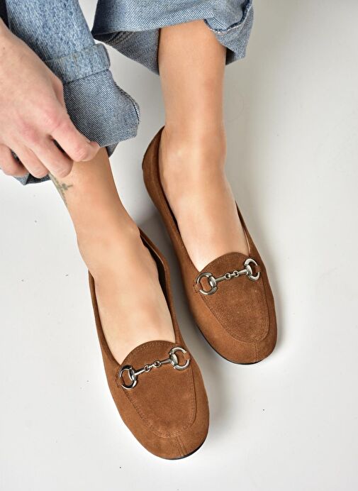 R667001402 Taba Hakiki Deri Süet Kadın Babet - Görsel 3