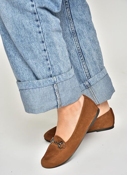 R667001402 Taba Hakiki Deri Süet Kadın Babet - Görsel 4