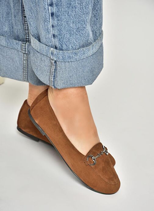 R667001402 Taba Hakiki Deri Süet Kadın Babet - Görsel 5