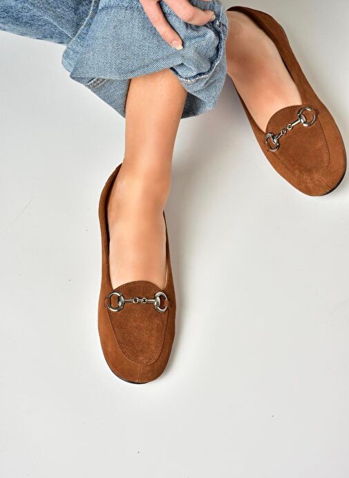 R667001402 Taba Hakiki Deri Süet Kadın Babet - Görsel 2