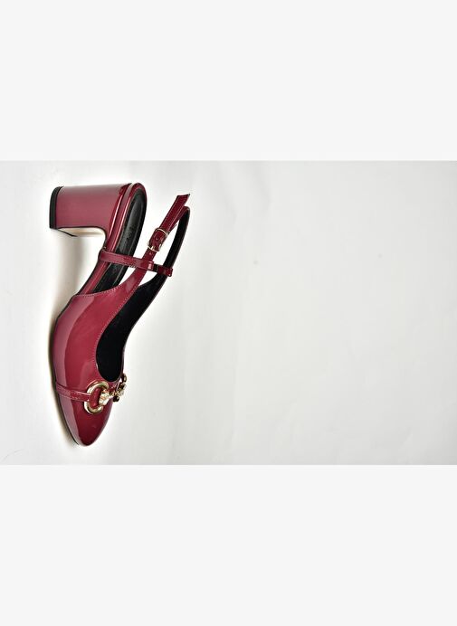 U820295108 Bordo Rugan Kalın Topuklu Kadın Ayakkabı - Görsel 6