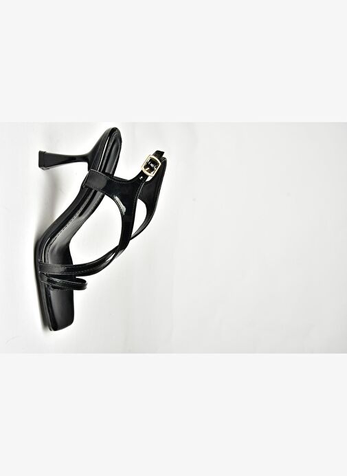 U518717508 Siyah Rugan Alçak Topuklu Kadın Ayakkabı - Görsel 5