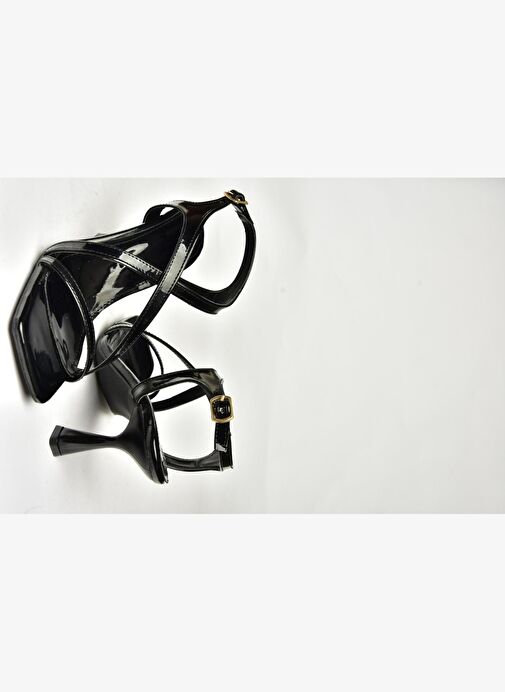 U518717508 Siyah Rugan Alçak Topuklu Kadın Ayakkabı - Görsel 7