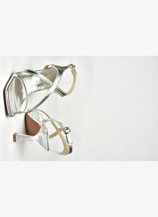 U518717509 Gümüş Alçak Topuklu Kadın Ayakkabı - Görsel 8