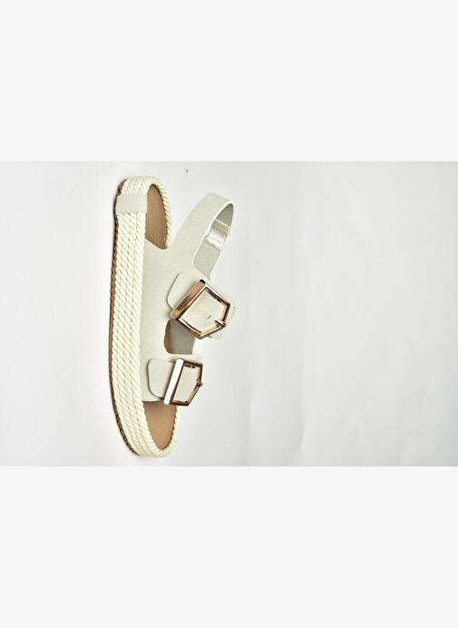 U596330302 Gri Süet Kadın Sandalet - Görsel 6