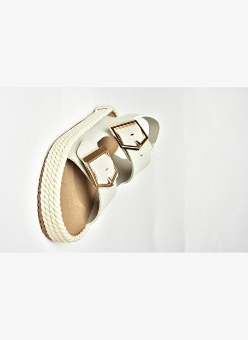 U596330302 Gri Süet Kadın Sandalet - Görsel 8