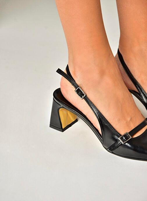 U654078709 Siyah Kalın Topuklu Kadın Ayakkabı - Görsel 3