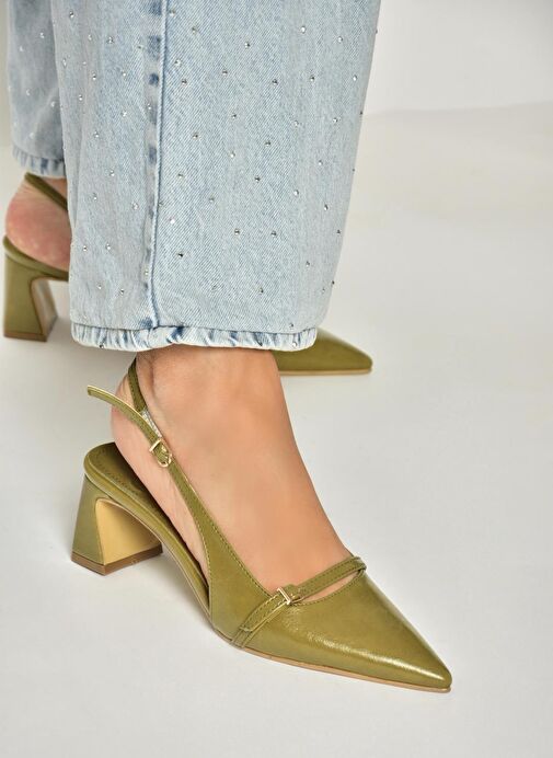U654078709 Yeşil Kalın Topuklu Kadın Ayakkabı - Görsel 2