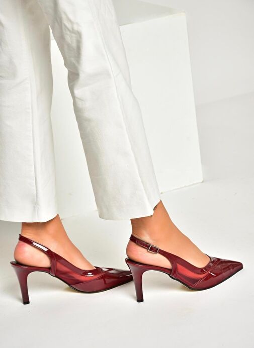 U654078908 Bordo Rugan İnce Topuklu Kadın Ayakkabı - Görsel 2