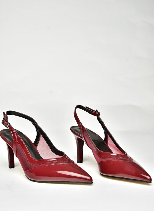 U654078908 Bordo Rugan İnce Topuklu Kadın Ayakkabı - Görsel 7