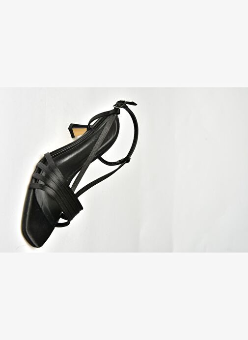 U569519604 Siyah Kumaş Alçak Topuklu Kadın Ayakkabı - Görsel 8