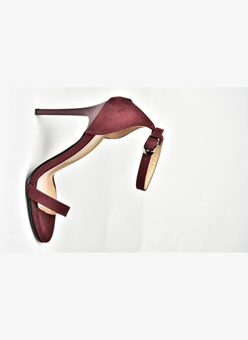 B922112602 Bordo Süet İnce Topuklu Kadın Ayakkabı - Görsel 8