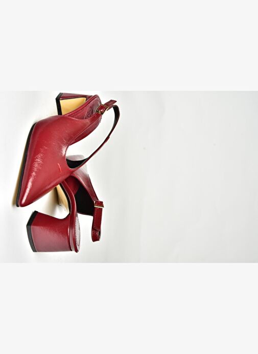 U654080009 Bordo Kalın Topuklu Kadın Ayakkabı - Görsel 6