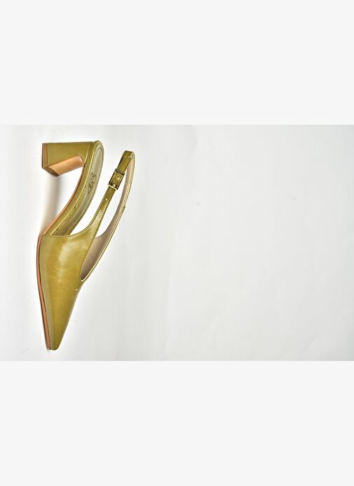 U654080009 Yeşil Kalın Topuklu Kadın Ayakkabı - Görsel 7